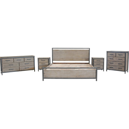 Irondale Nightstand by LH Imports in light brown, grey and mocha grey, grey. Made from acacia, mdf acacia veneer, iron in a traditional style.