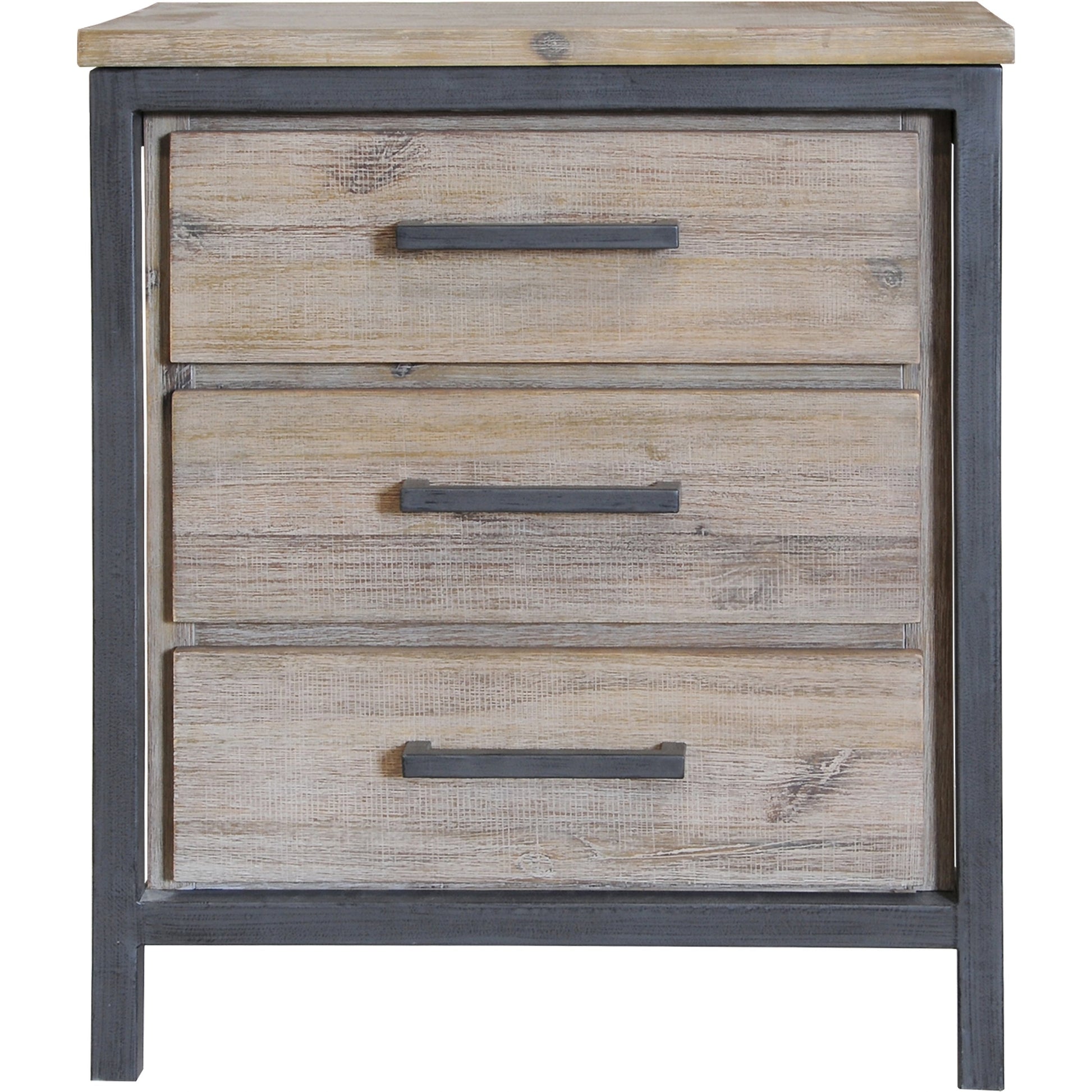 Irondale Nightstand by LH Imports in light brown, grey and mocha grey, grey. Made from acacia, mdf acacia veneer, iron in a traditional style.