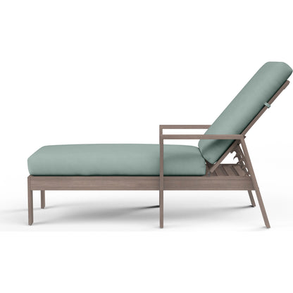 Laguna Outdoor Chaise Lounge by Sunset West in browns. Made from aluminum in a modern style.