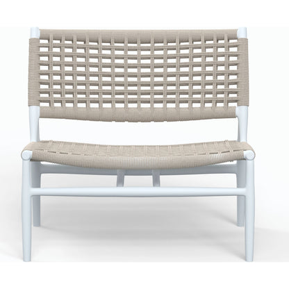 Bahia Outdoor Cushionless Accent Chair by Sunset West in frost. Made from aluminum / olefin rope in a coastal style.