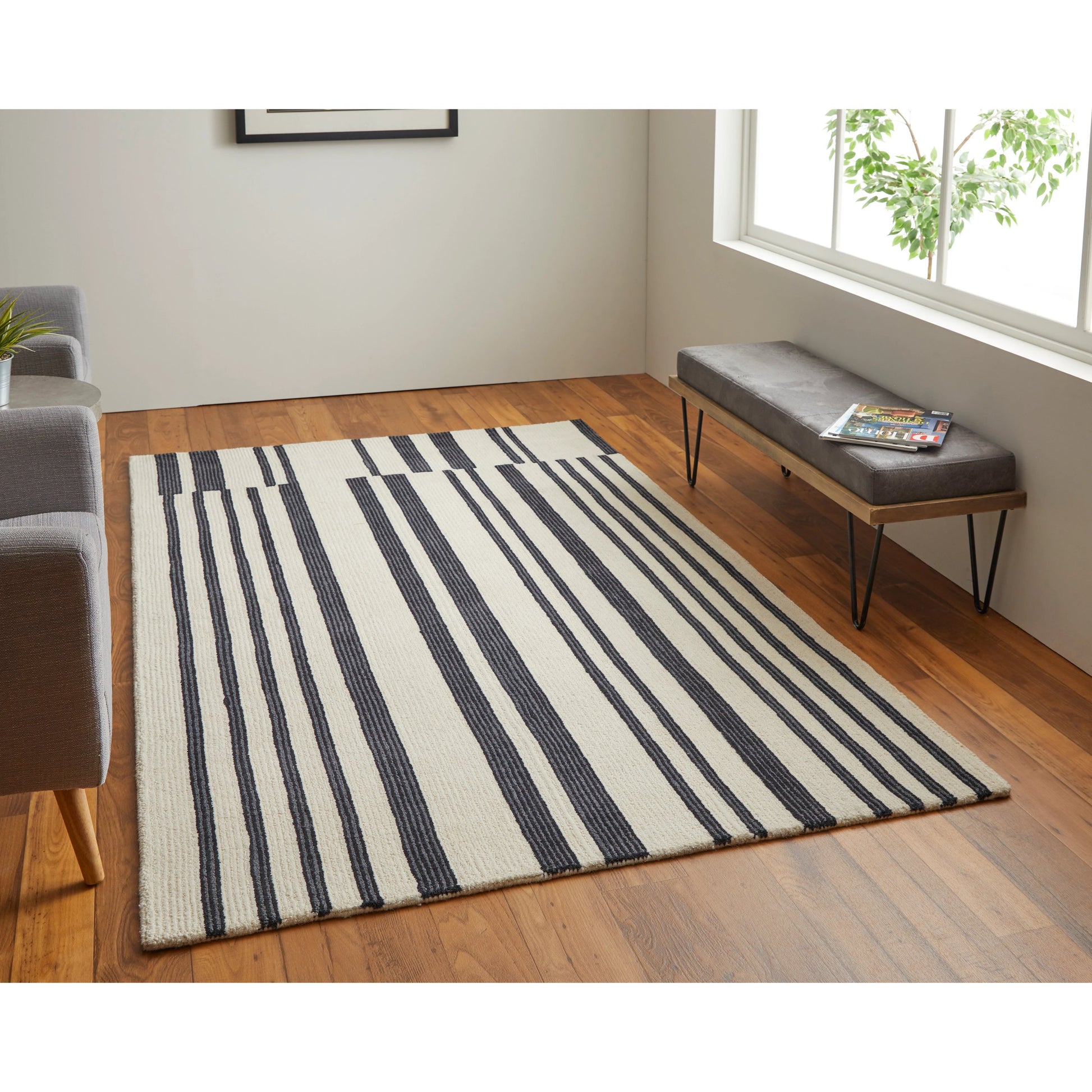 Maguire Transitional Rug - 8901F by Feizy in ivory, black. Made from wool, nylon in a unique style.