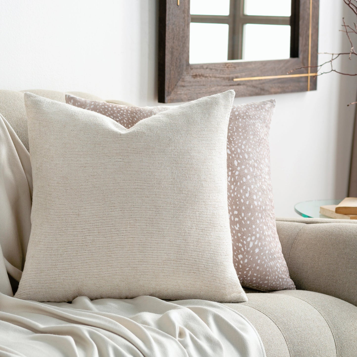 008 SI-1890080,SI-1890081,SI-1890082,SI-1890083 | Lifestyle | Sallie Pillow - 32268 by Surya in cream. Made from 90% viscose, 10% linen, 100% cotton in a traditional style.