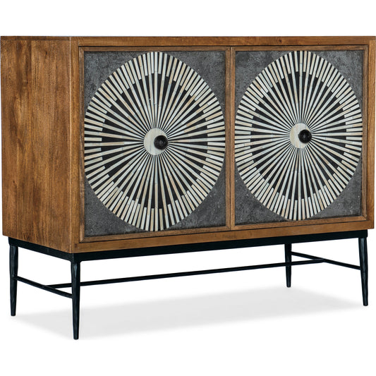 001 SI-1900719 | Additional Silo | Commerce & Market Two Door Chest by Hooker Furniture in medium natural wood. Made from mango wood with bone inlay, iron, slate veneer in a modern style.