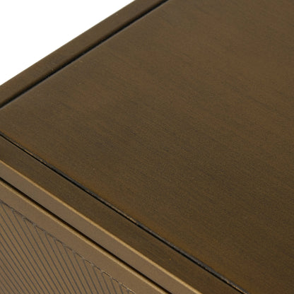 Sunburst Sideboard by Four Hands in sunburst etched aged brass, gunmetal, aged brass and sunburst etched aged brass pc, gunmetal, aged brass pc. Made from iron in a modern style.