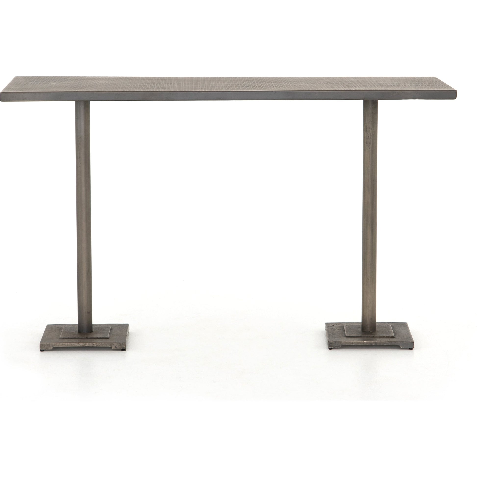 Fannin Bar Table by Four Hands in aged brass. Made from iron in a modern style.