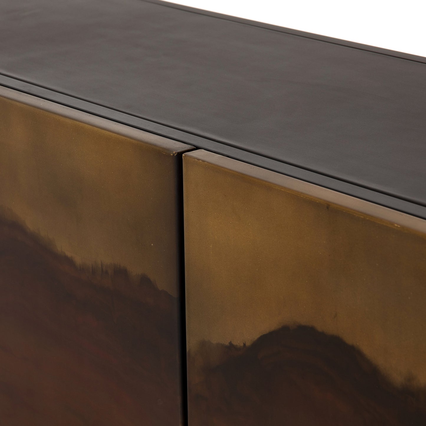 009 SI-1716851 | Closeup | Stormy Sideboard by Four Hands in distressed ombre, aged brown and distressed ombre. Made from iron in a eclectic & global style.