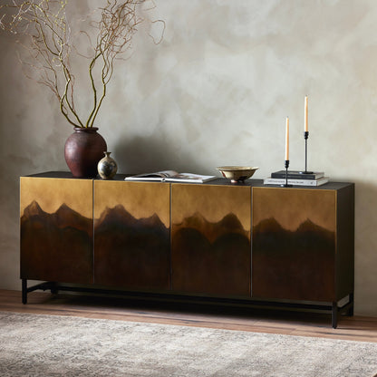 Stormy Sideboard by Four Hands in distressed ombre, aged brown and distressed ombre. Made from iron in a eclectic & global style.
