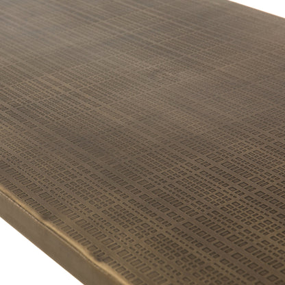 Fannin Counter Table by Four Hands in aged brass. Made from iron in a modern style.