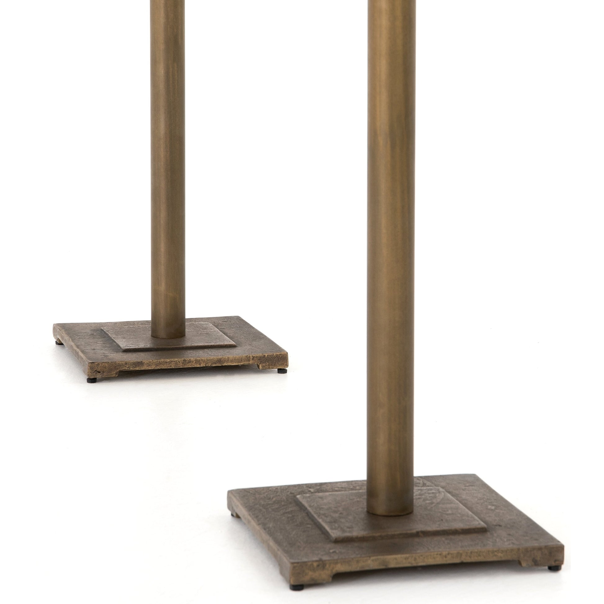 Fannin Bar Table by Four Hands in aged brass. Made from iron in a modern style.