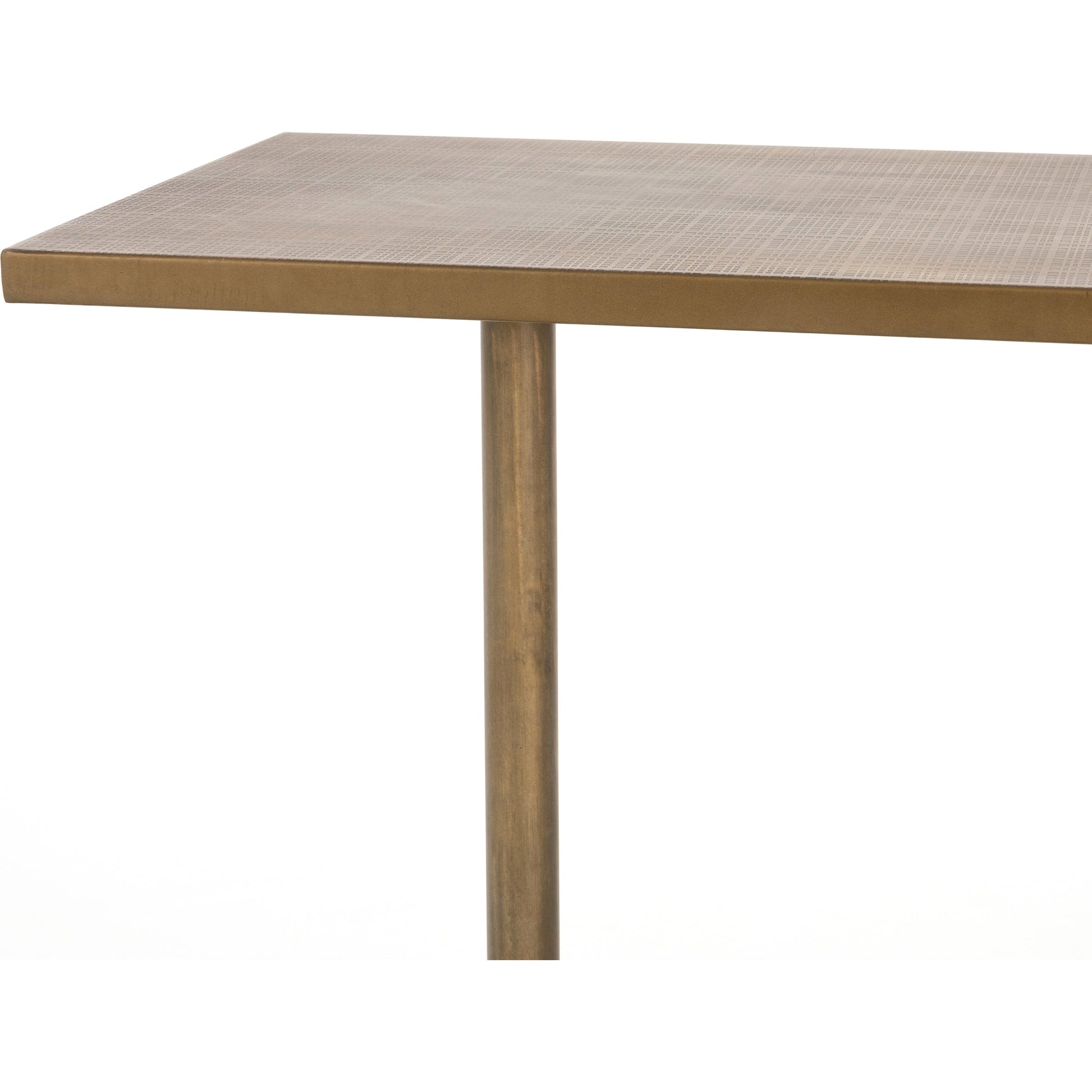 Fannin Bar Table by Four Hands in aged brass. Made from iron in a modern style.