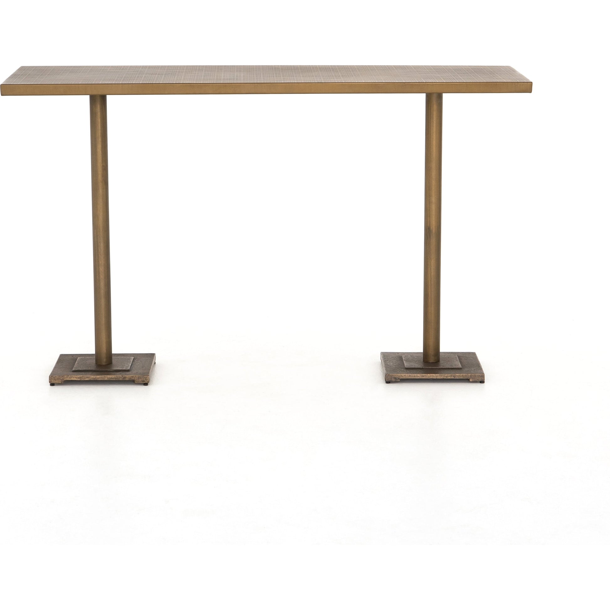 Fannin Bar Table by Four Hands in aged brass. Made from iron in a modern style.