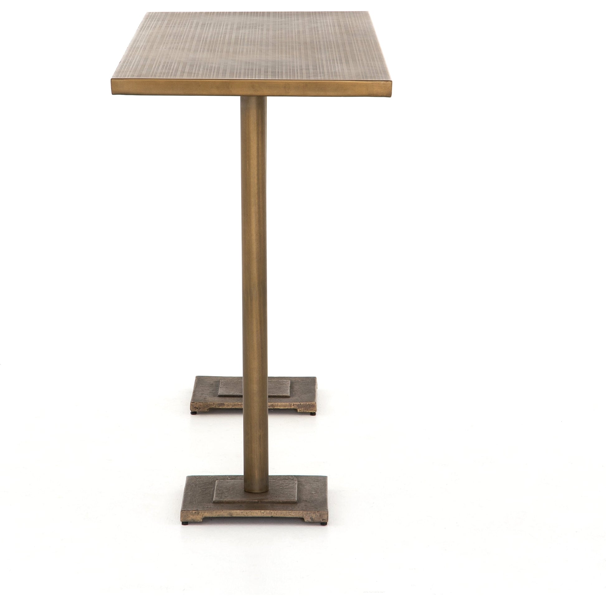 Fannin Bar Table by Four Hands in aged brass. Made from iron in a modern style.