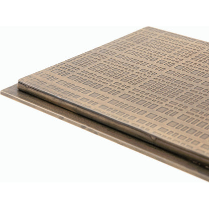 Acid Etch Table by Four Hands in antique brass. Made from iron in a modern style.