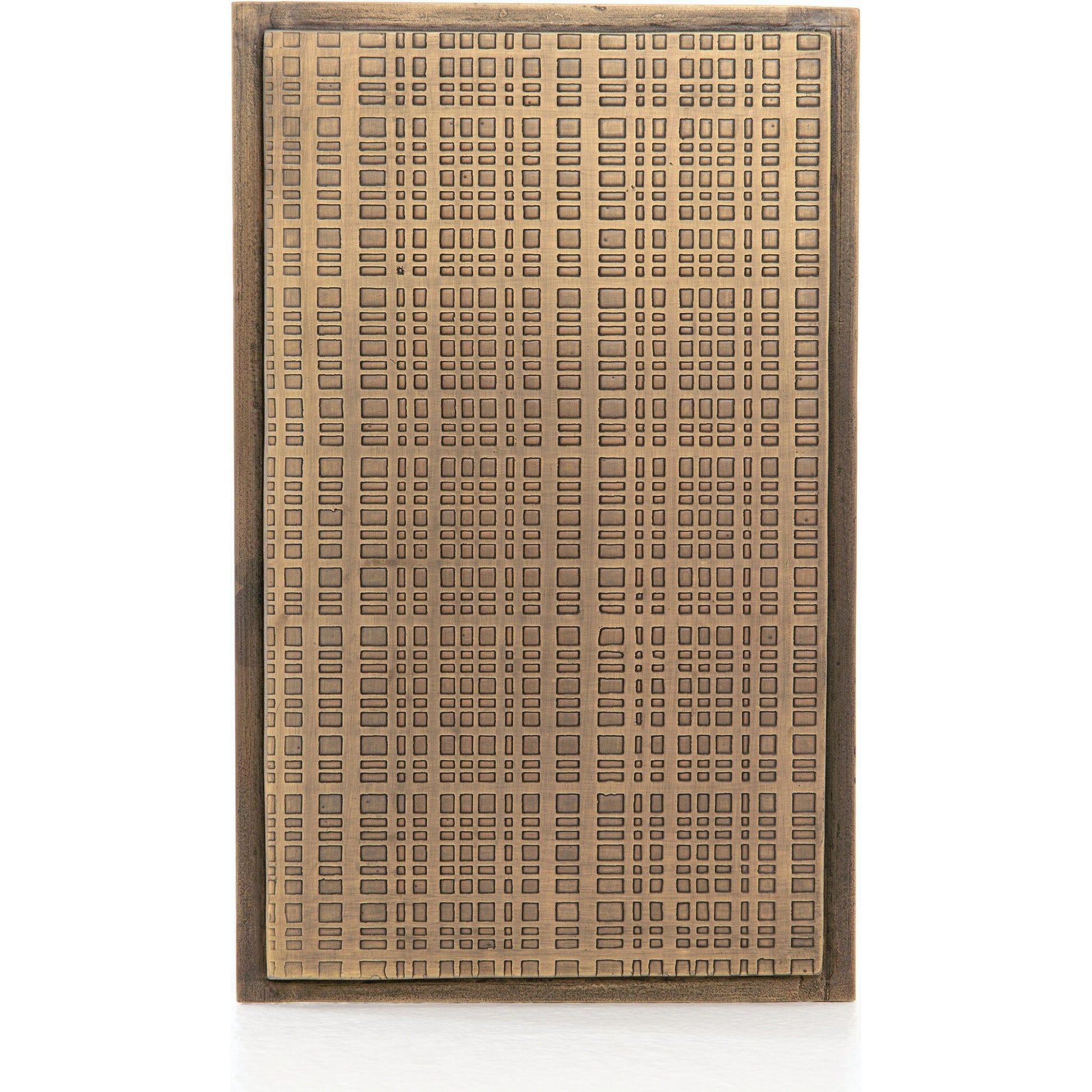 Acid Etch Table by Four Hands in antique brass. Made from iron in a modern style.