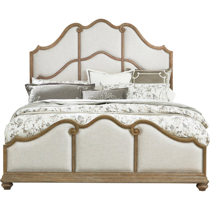 Weston Hills Bed by Pulaski Furniture in flax seed. Made from hardwood solids, hickory veneers in a traditional style.