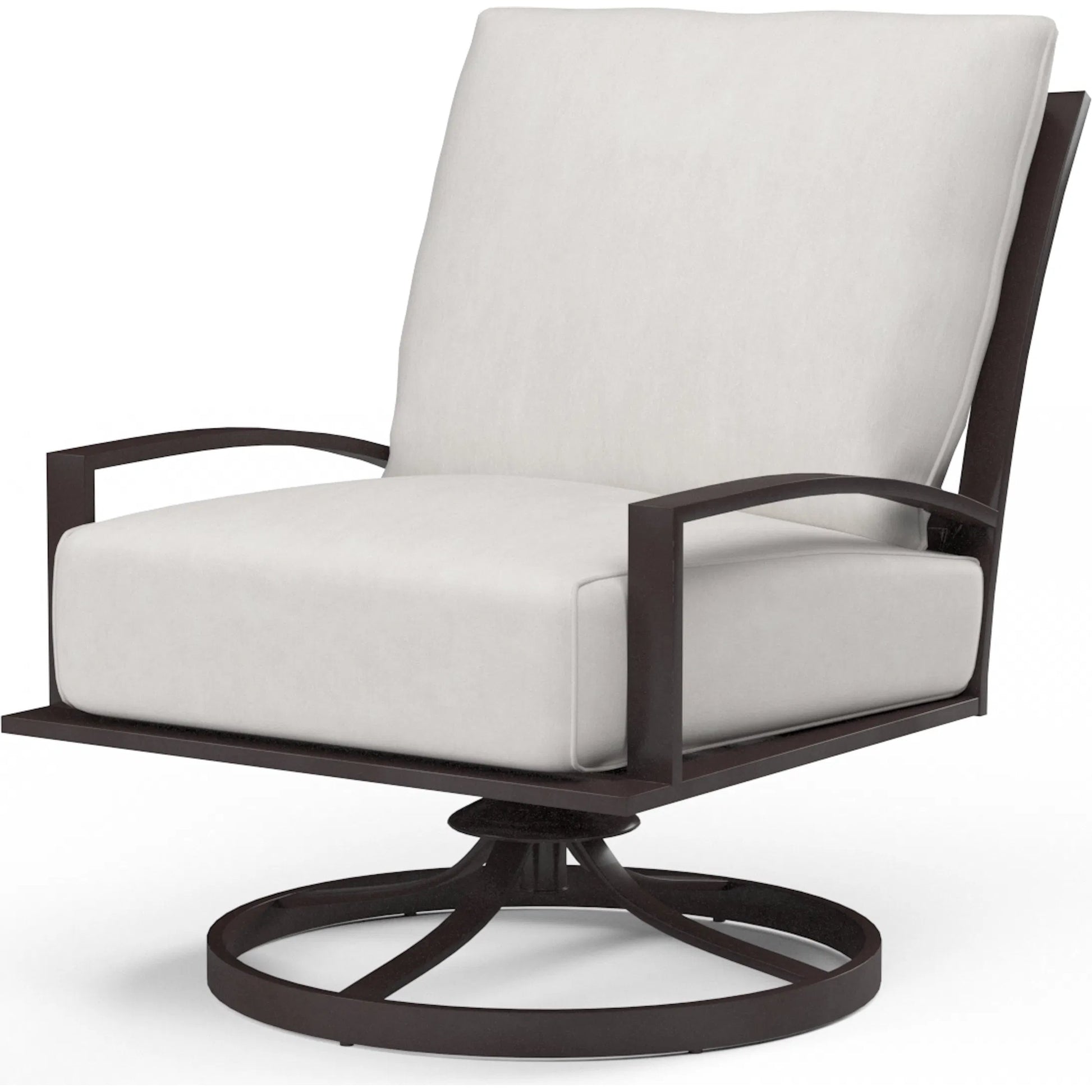 La Outdoor Jolla Club Swivel Chair by Sunset West in espresso. Made from aluminum in a modern style.