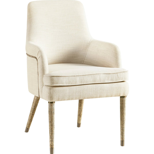 001 SI-2186256 | Primary Silo | Water Shoal Linen & Grasscloth Host Chair by Jonathan Charles in grasscloth, performance linen. Made from hardwood solids, foam, fabric, grass cloth, brass in a unique style.
