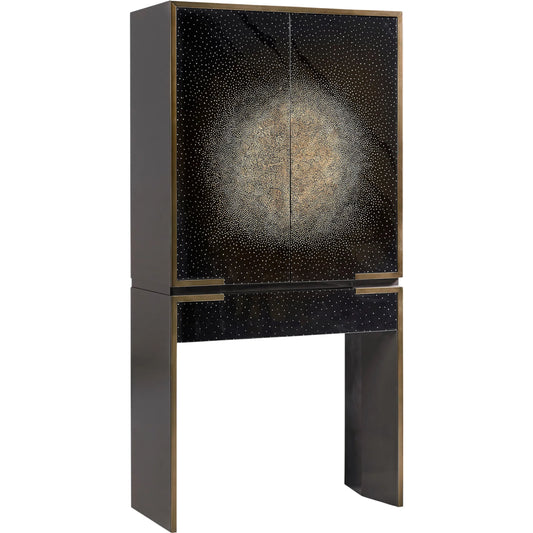 Celeste Drinks Cabinet by Jonathan Charles in sunburst black eggshell. Made from main egg shell in a unique style.