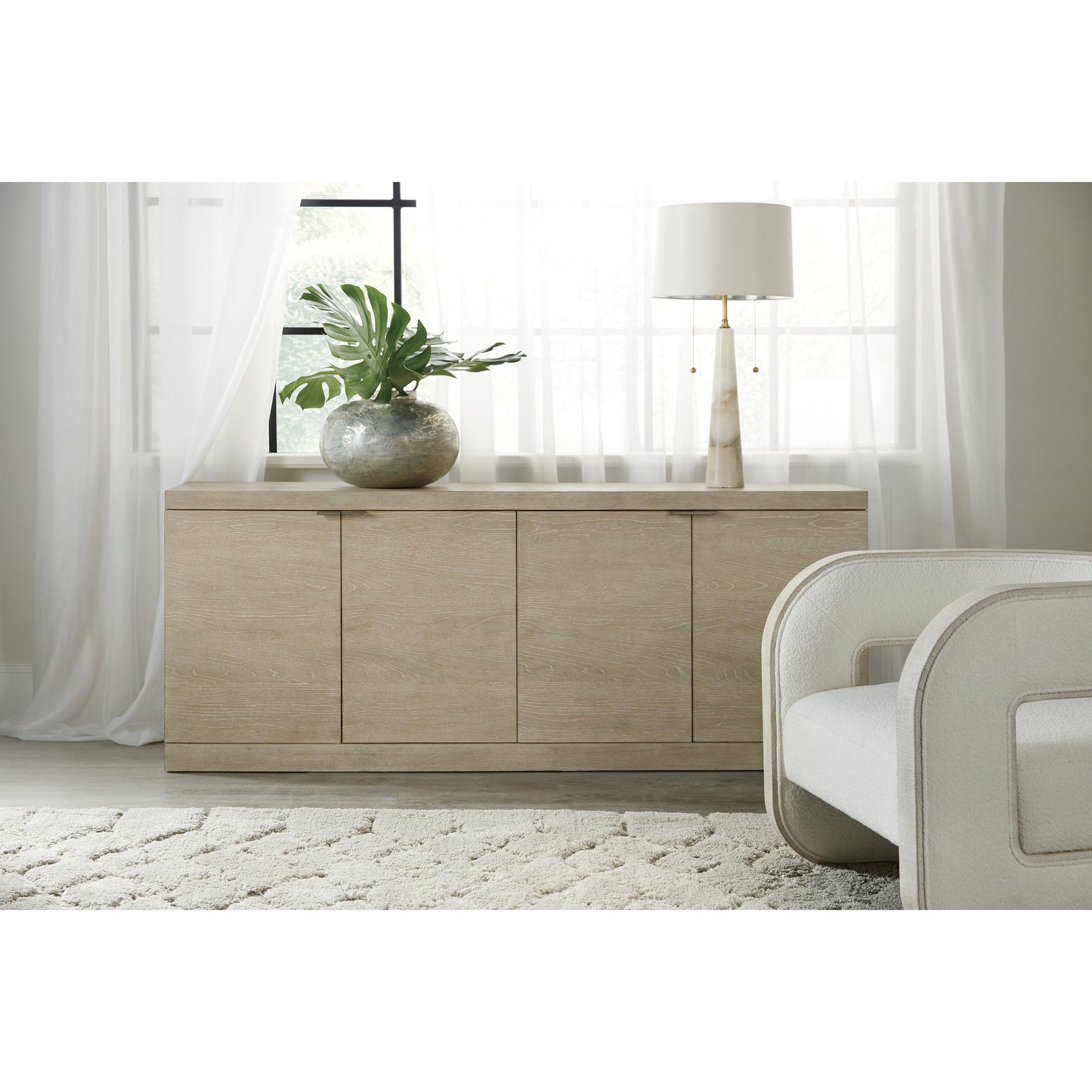 004 SI-1748529 | Lifestyle | Cascade Credenza by Hooker Furniture in terrain. Made from oak veneers in a transitional style.
