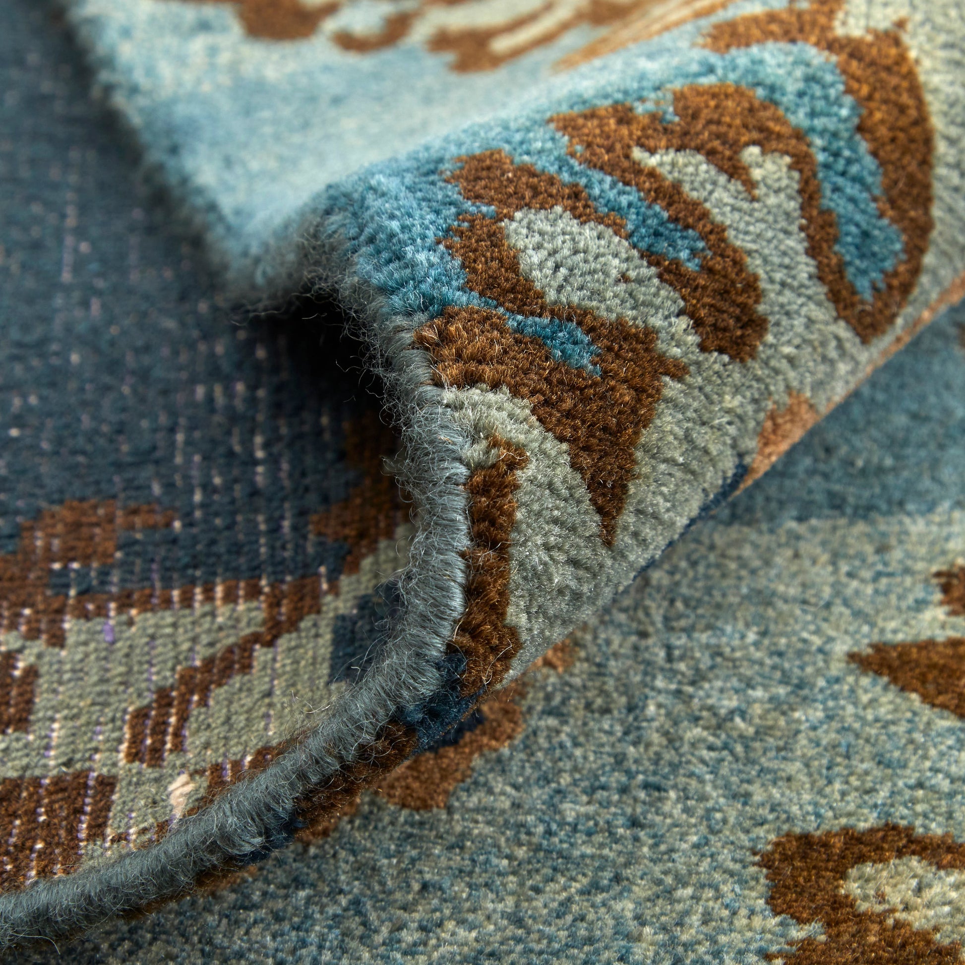 Amzad Transitional Ikat Rug - 6116F by Feizy in blue, gray, tan. Made from wool in a unique style.