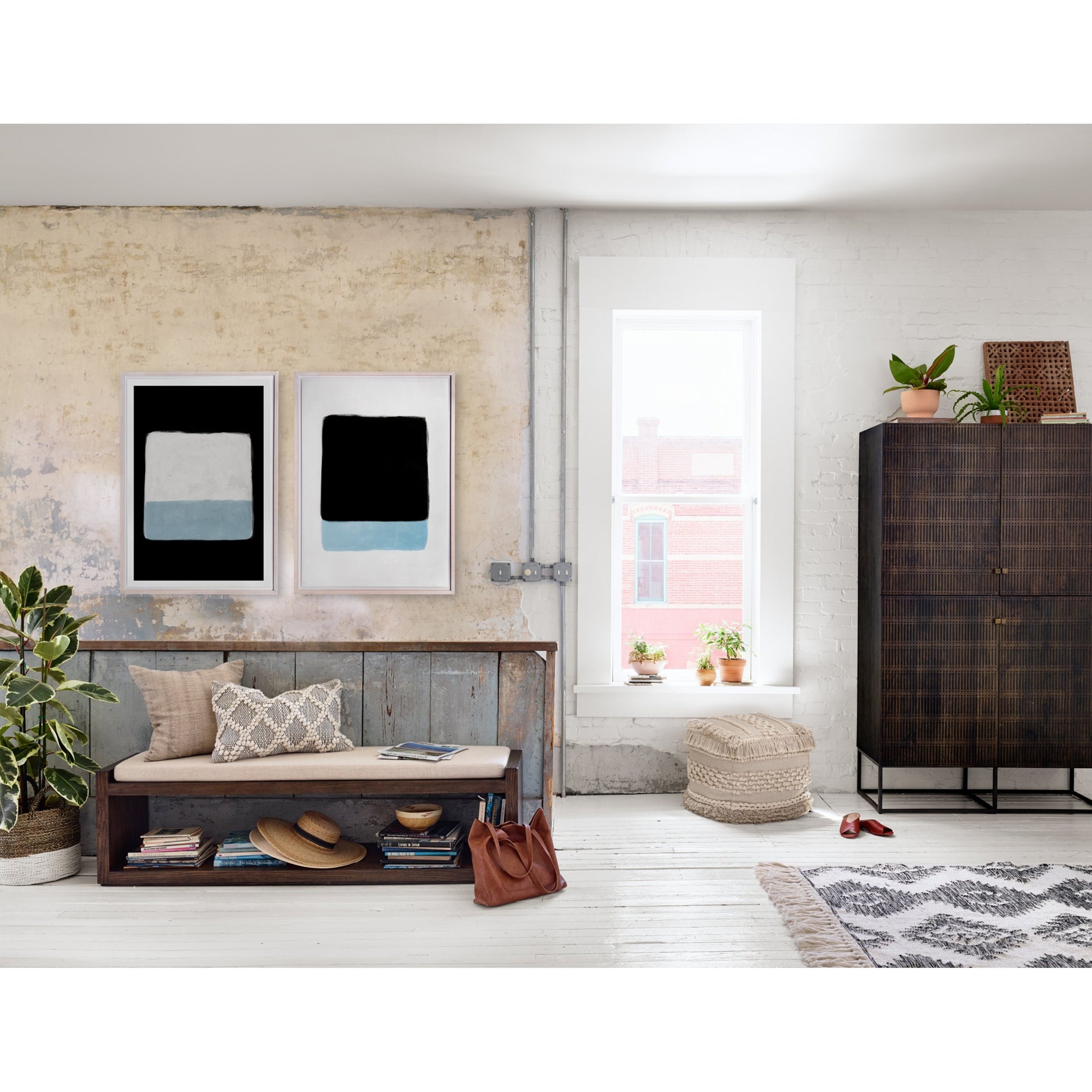 Kelby Cabinet by Four Hands in gunmetal, carved vintage brown, vintage brown. Made from solid mango, iron in a modern style.