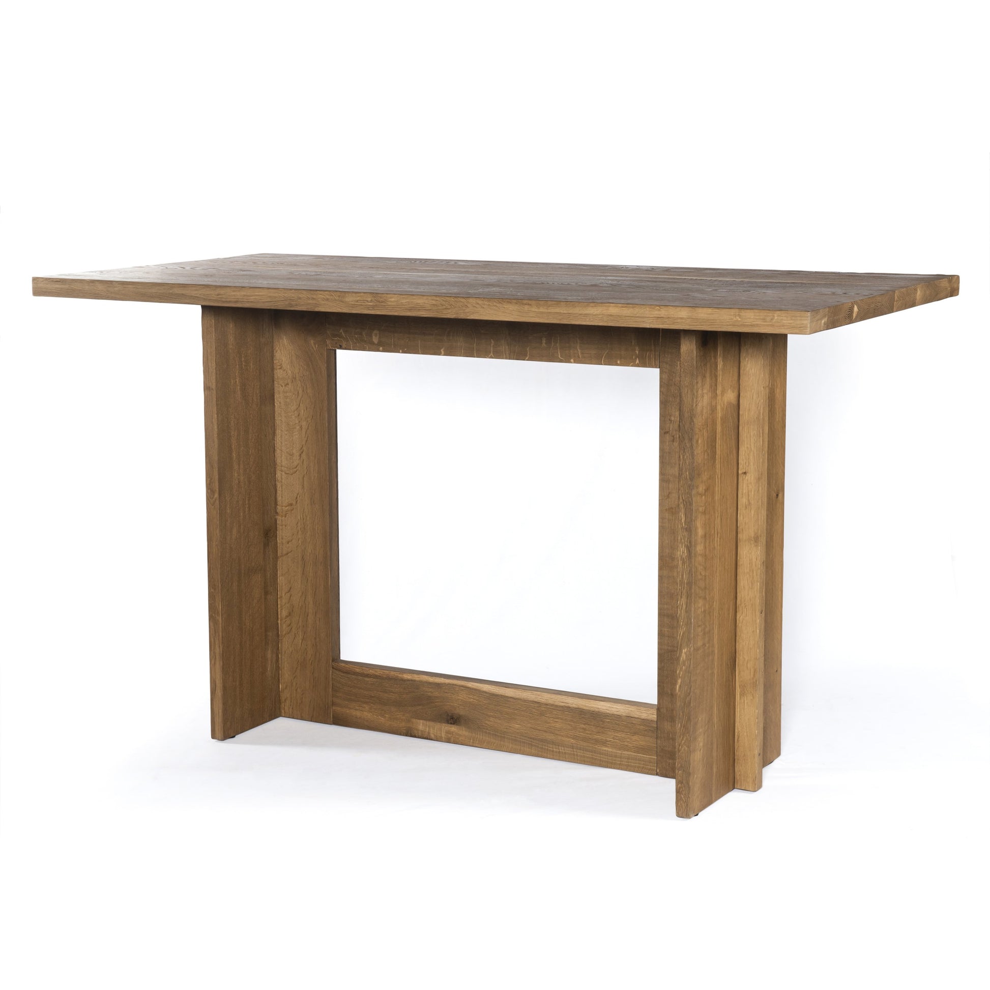 Erie Bar Table by Four Hands in dark smoked oak. Made from solid oak in a rustic style.