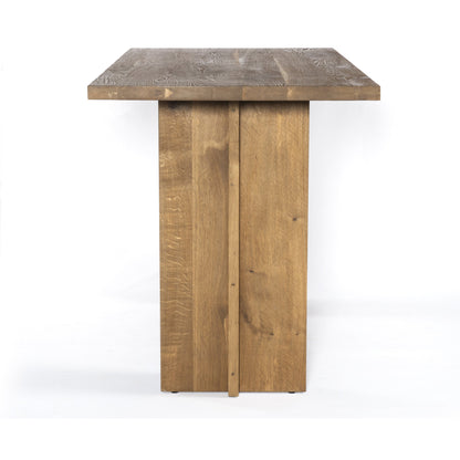 Erie Bar Table by Four Hands in dark smoked oak. Made from solid oak in a rustic style.