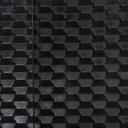 Raffael Bar Cabinet by Four Hands in carved stonewash grey. Made from solid mango, iron in a eclectic & global style.