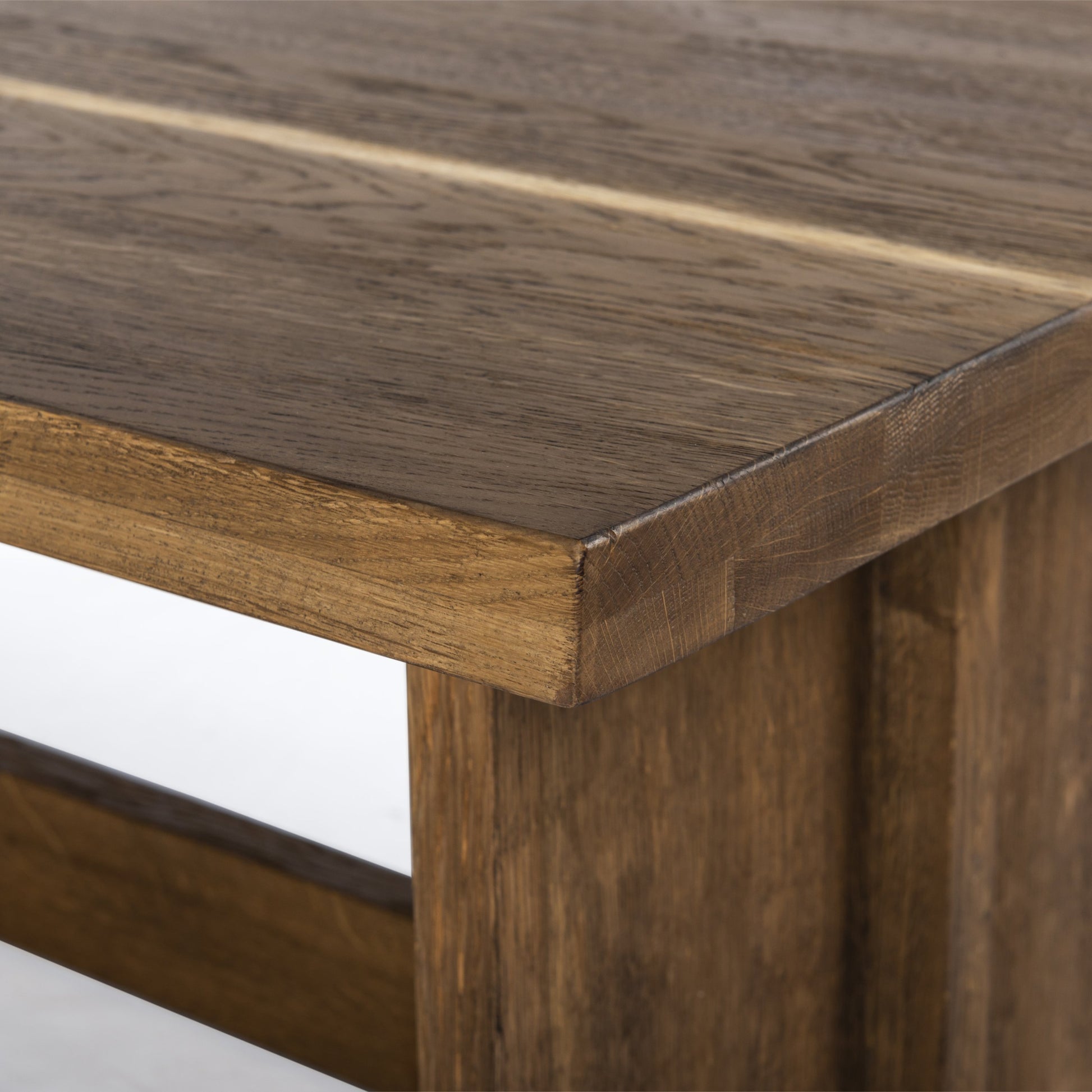 Erie Coffee Table by Four Hands in dark smoked oak. Made from solid oak in a rustic style.