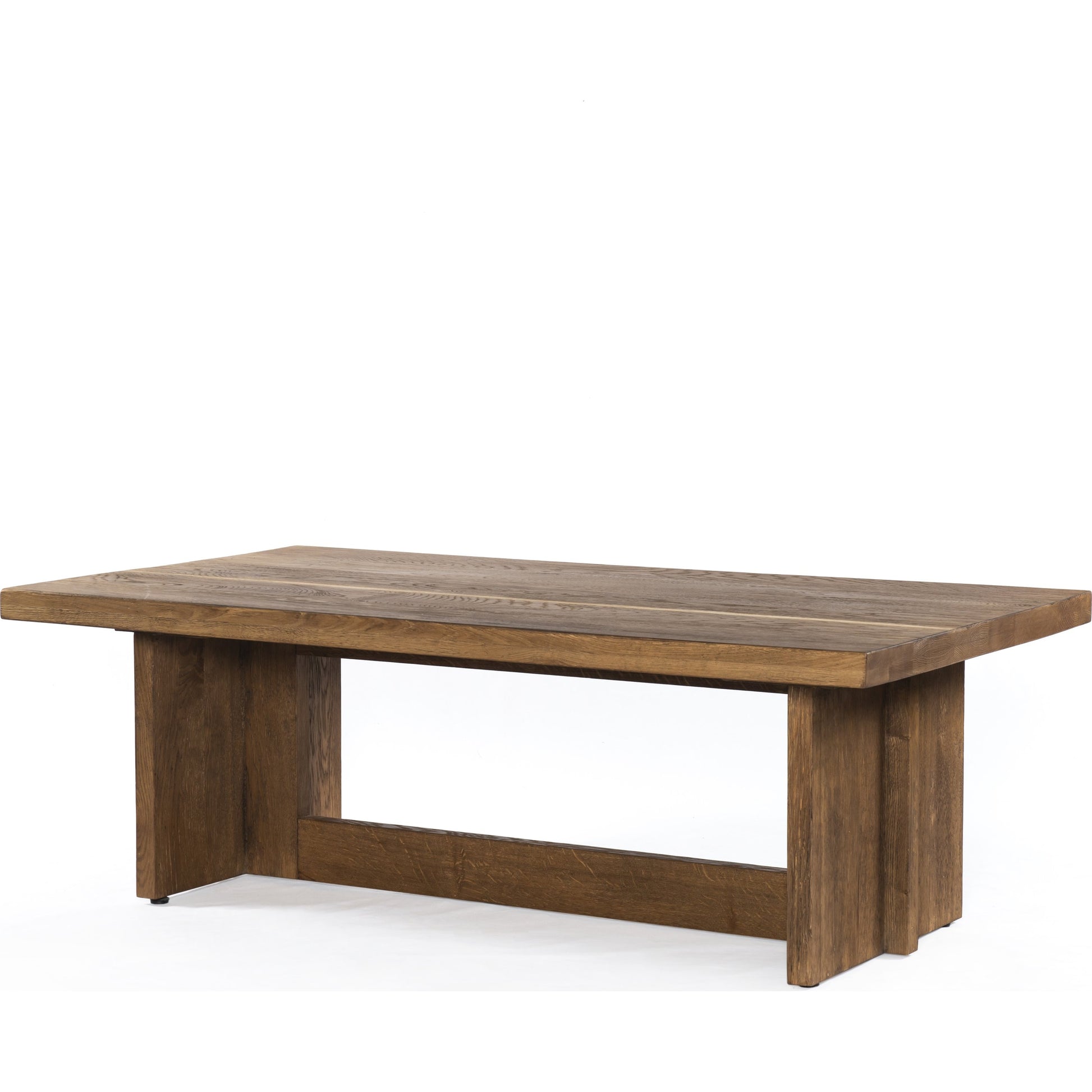 Erie Coffee Table by Four Hands in dark smoked oak. Made from solid oak in a rustic style.