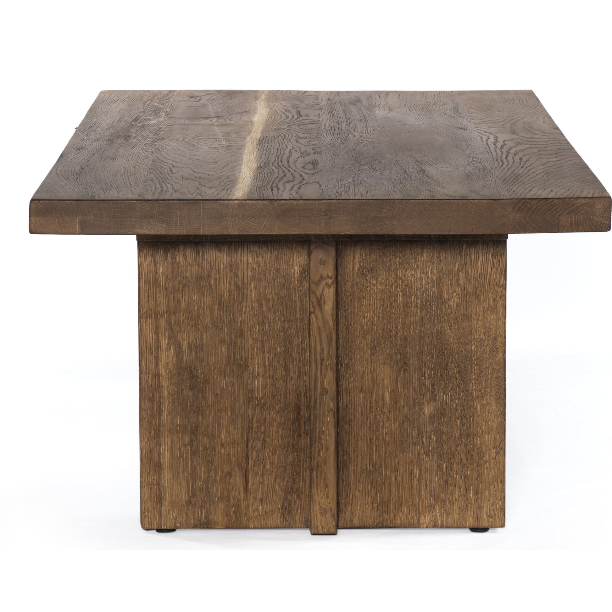 Erie Coffee Table by Four Hands in dark smoked oak. Made from solid oak in a rustic style.