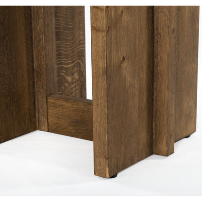 Erie End Table by Four Hands in dark smoked oak. Made from solid oak in a rustic style.