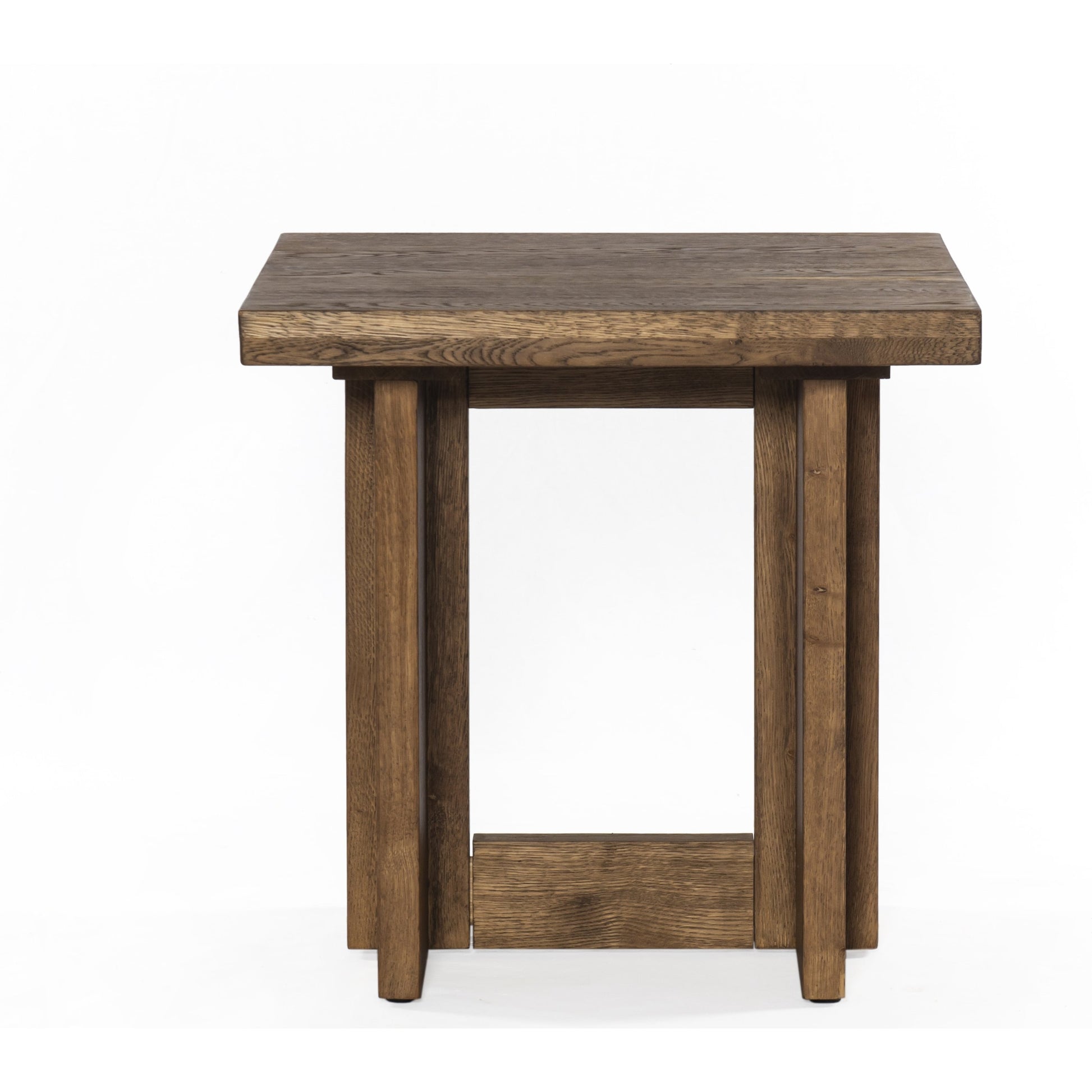 Erie End Table by Four Hands in dark smoked oak. Made from solid oak in a rustic style.