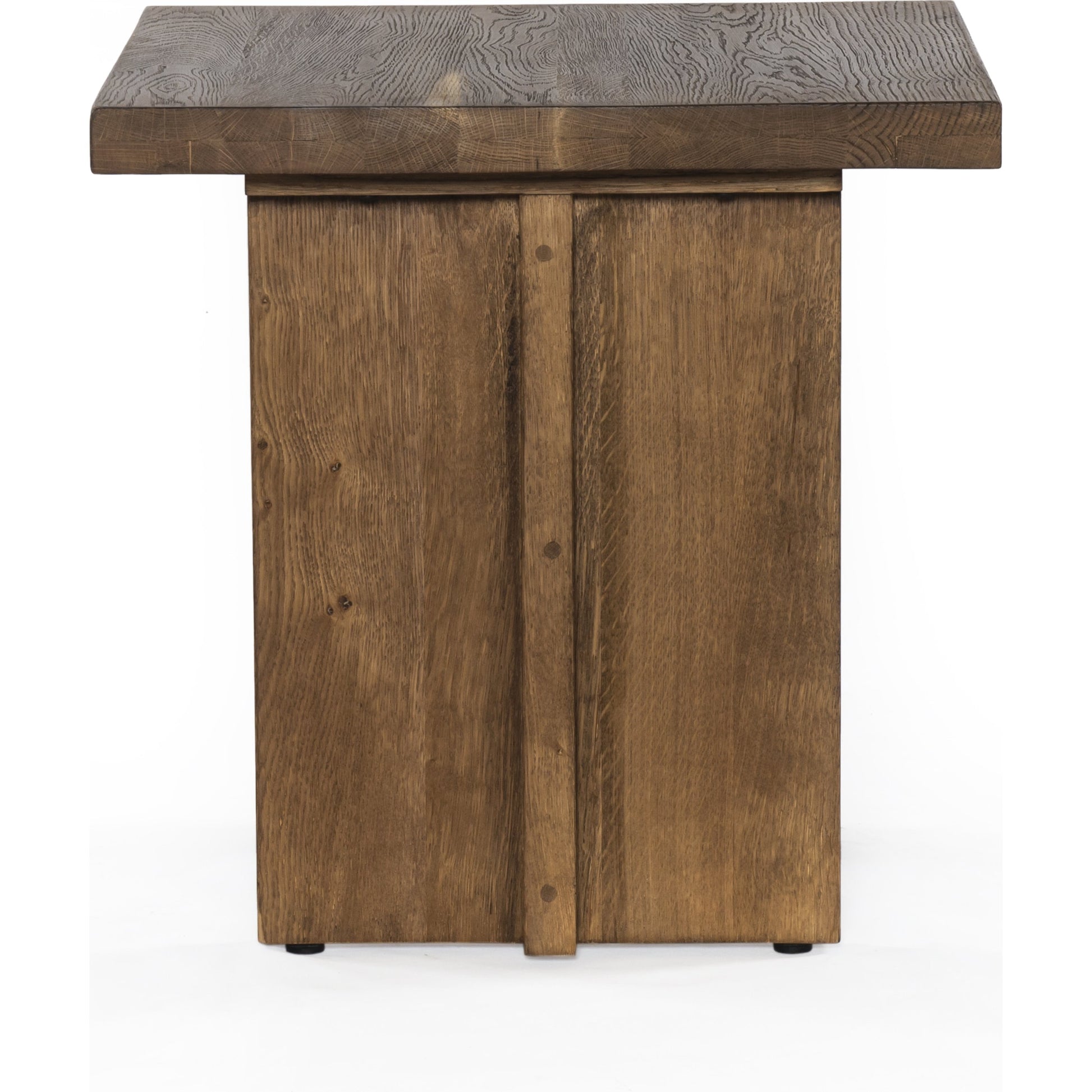 Erie End Table by Four Hands in dark smoked oak. Made from solid oak in a rustic style.