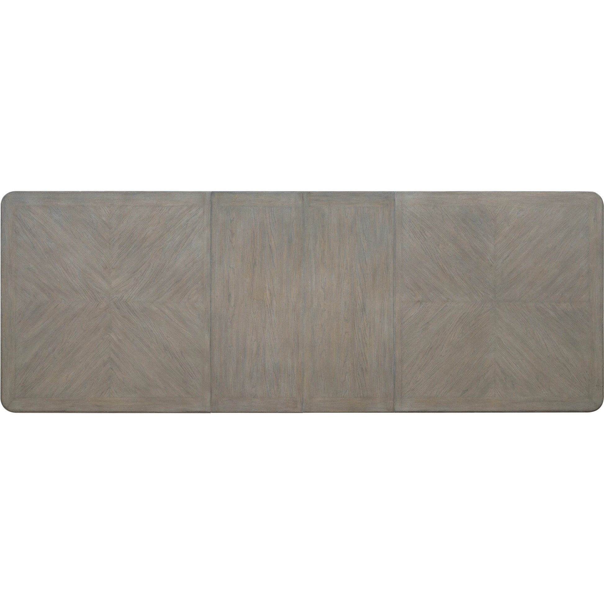 Abbotts Glen Trestle Dining Table by Pulaski Furniture in windmill grey. Made from split heart cathedral oak in a transitional style.