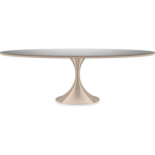 Semper 96 Oval Dining Table by Caracole. Made from metal, glass in a unique style.