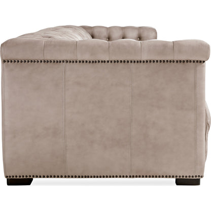 Savion Power Reclining Sofa by Hooker Furniture in brown. Made from leather in a modern style.