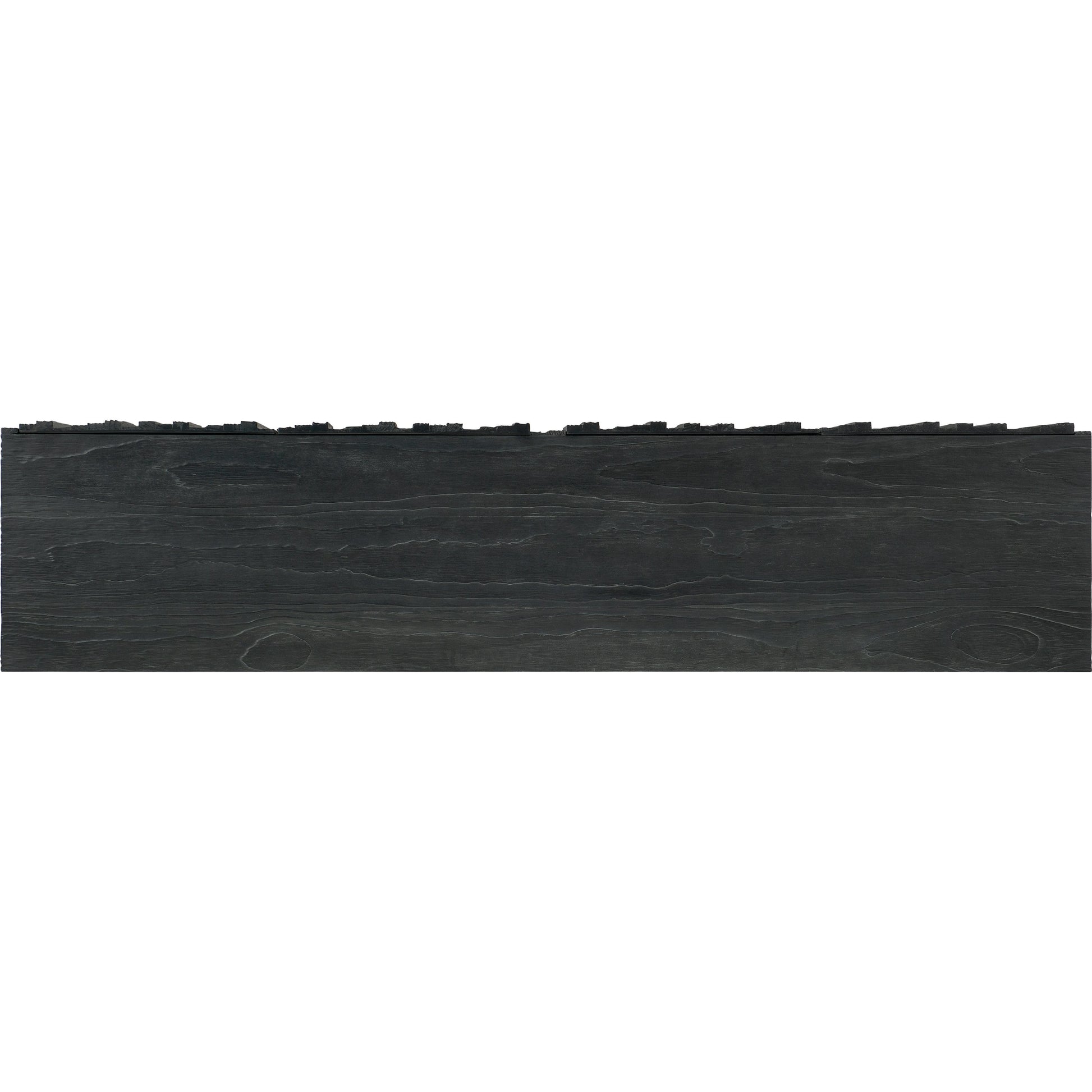 Chapman Shou Sugi Ban Entertainment Console by Hooker Furniture in charred black. Made from pine veneers in a modern style.