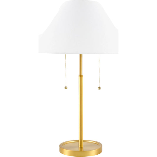 Infanta Accent Table Lamp by Livabliss in brass and electroplated. Made from iron, linen, polystyrene in a unique style.