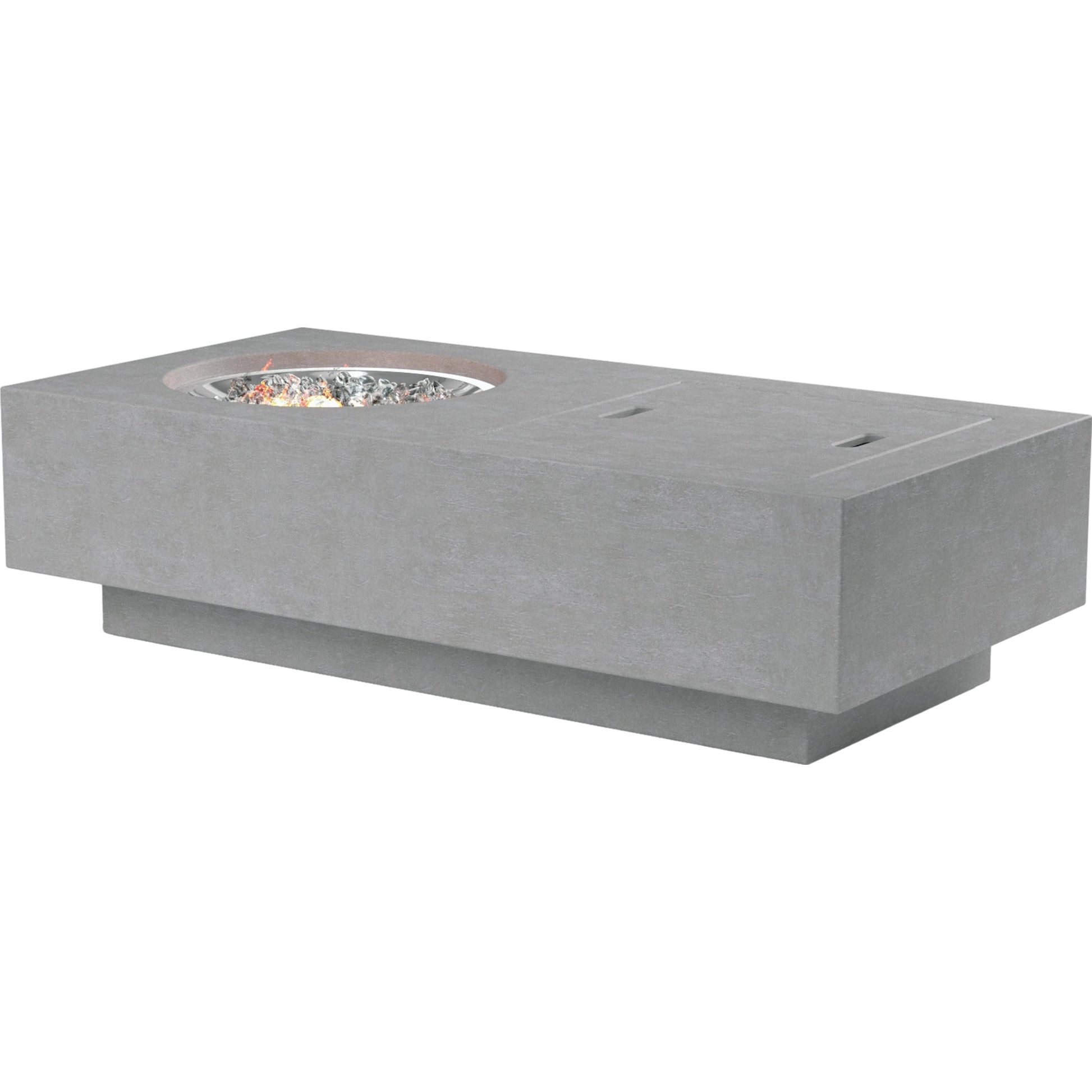 Gravelstone Outdoor Fire Table w/ Self Contained Tank by Sunset West in gravelstone. Made from gfr concrete in a modern style.