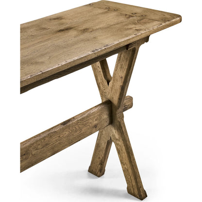 Echo Canyon Console Table by Jonathan Charles in faded oak. Made from oak in a cottage & farmhouse style.