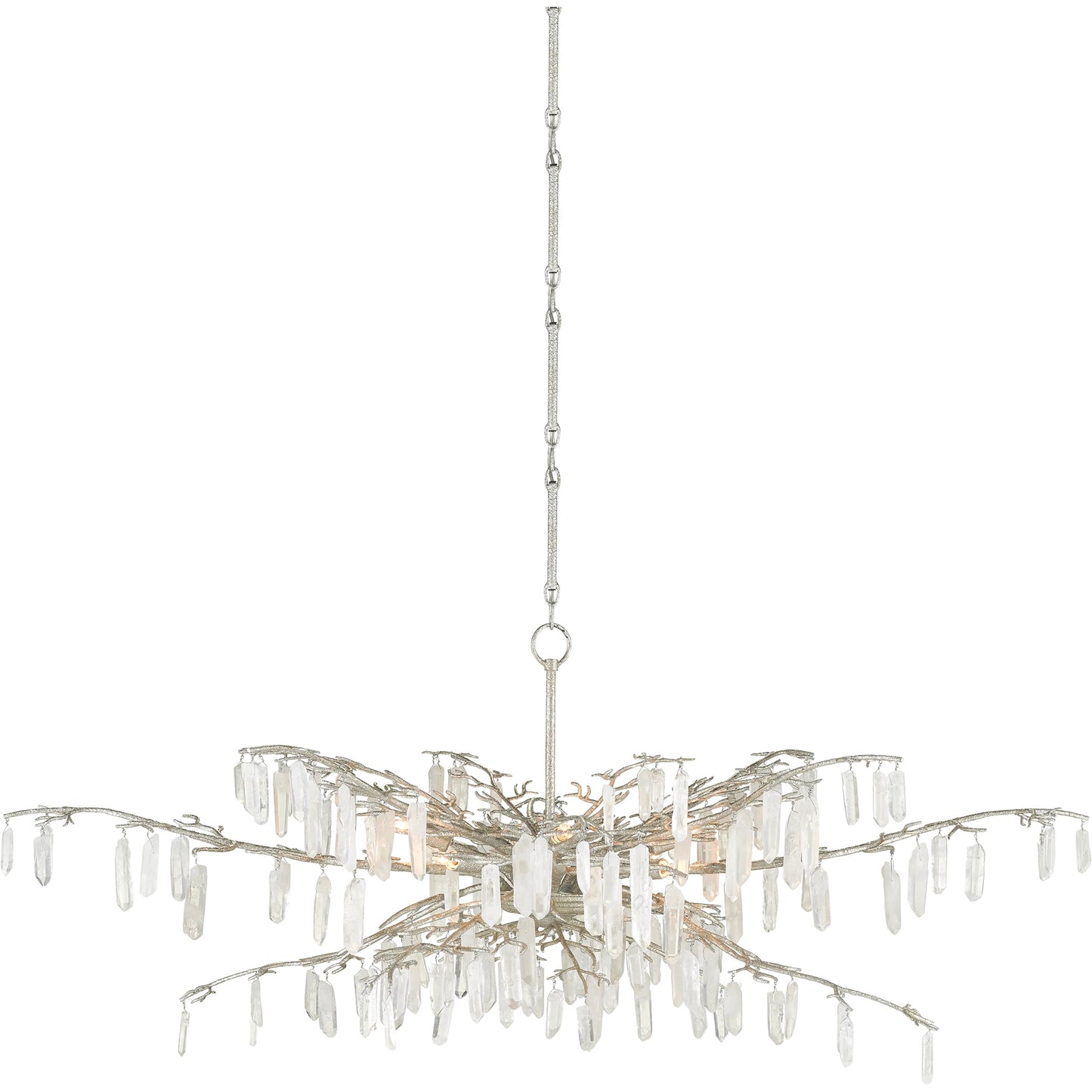 009 SR-823577 | Closeup | Forest Dawn Chandelier by Currey and Company. Made from wrought iron, crystal in a eclectic & global style.