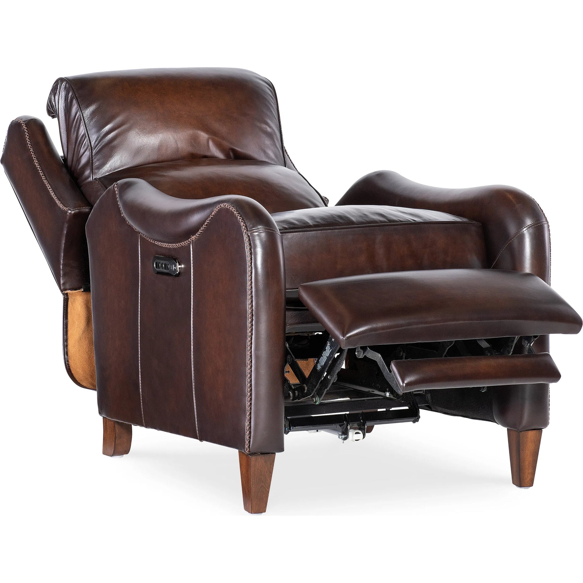 Carrington Power Recliner w/Power Headrest by Hooker Furniture in dark wood. Made from unique in a traditional style.
