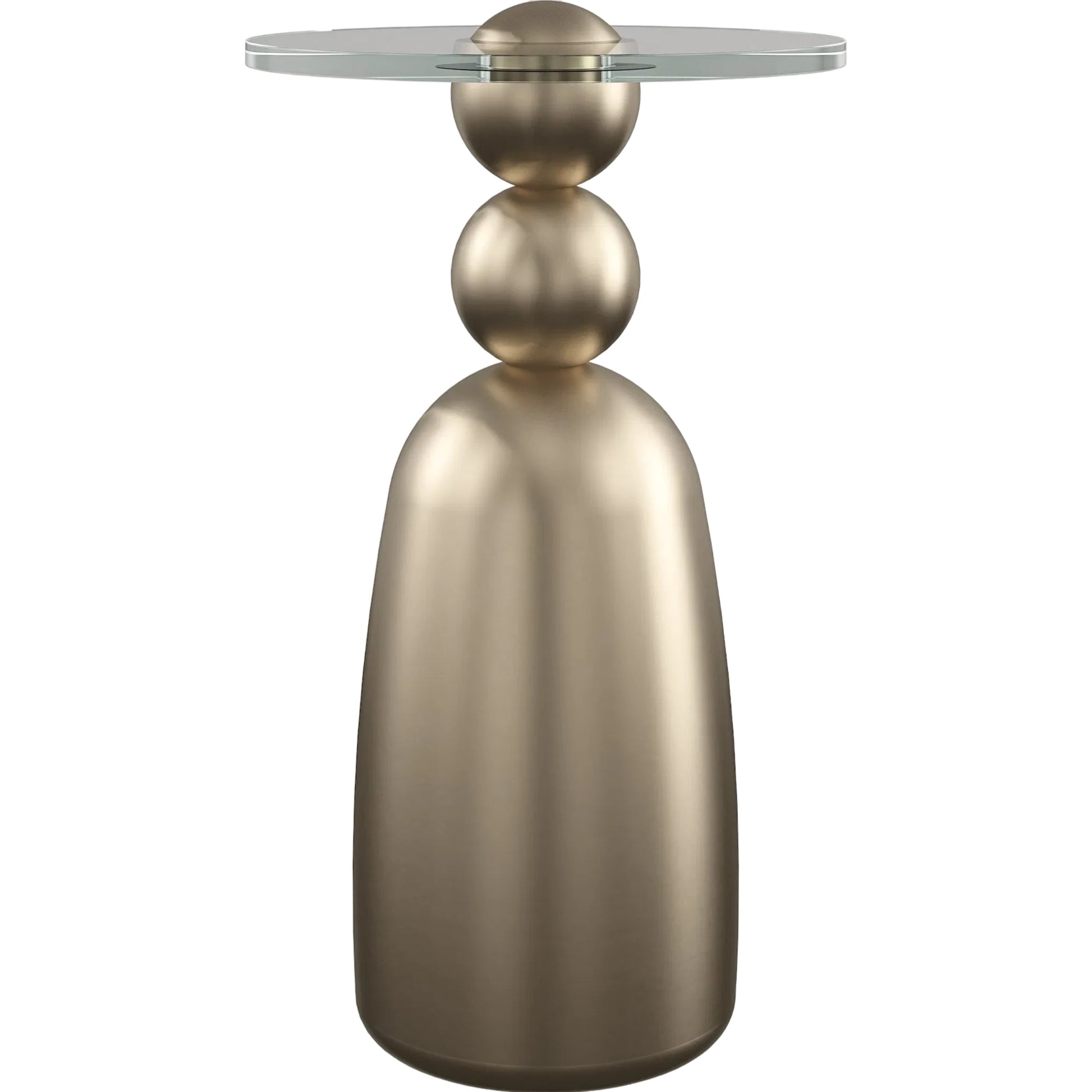 Dissonance Drink Table by Caracole in lucent bronze metallic paint. Made from resin, glass in a unique style.
