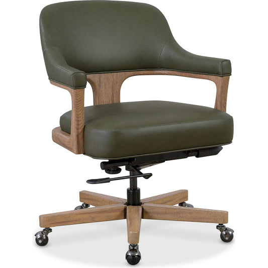 Briar Executive Swivel Tilt Chair by Hooker Furniture in verona forest and light transparent. Made from leather in a unique style.