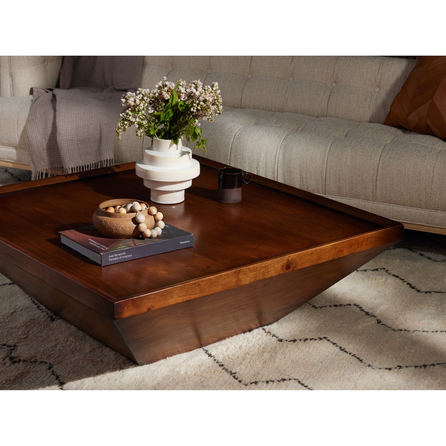 017 S-258312 | Lifestyle | Drake Coffee Table by Four Hands in reclaimed fruitwood. Made from solid mixed reclaimed wood, solid mango, solid acacia in a cottage & farmhouse style.