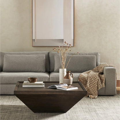 Drake Coffee Table by Four Hands in reclaimed fruitwood. Made from solid mixed reclaimed wood, solid mango, solid acacia in a cottage & farmhouse style.