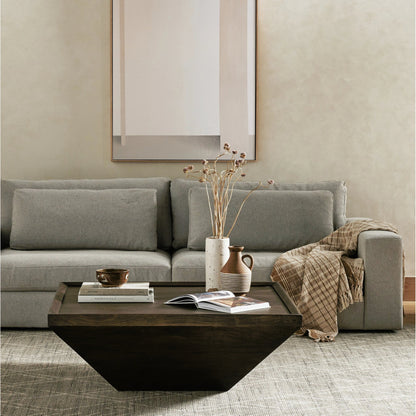 Drake Coffee Table by Four Hands in reclaimed fruitwood. Made from solid mixed reclaimed wood, solid mango, solid acacia in a cottage & farmhouse style.