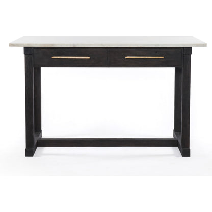 Cayson Bar Table by Four Hands in dark anthracite, polished white marble. Made from solid marble, solid acacia in a cottage & farmhouse style.