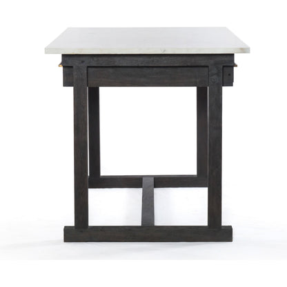 Cayson Bar Table by Four Hands in dark anthracite, polished white marble. Made from solid marble, solid acacia in a cottage & farmhouse style.